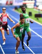 10 August 2018; Brandon Arrey of Ireland passes the baton to Leon Reid whilst competing in the Men's 4x400m Relay event  during Day 4 of the 2018 European Athletics Championships at The Olympic Stadium in Berlin, Germany. Photo by Sam Barnes/Sportsfile
