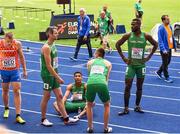 10 August 2018; Athletes, from left, Thomas Barr, Leon Reid, Chris O'Donnell and Brandon Arrey of Ireland, after competing in Men's 4x400m relay event during Day 4 of the 2018 European Athletics Championships at The Olympic Stadium in Berlin, Germany. Photo by Sam Barnes/Sportsfile