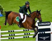 10 August 2018; Mark McAuley of Ireland competing on Utchan De Belheme during the Longines FEI Jumping Nations Cup of Ireland during the StenaLine Dublin Horse Show at the RDS Arena in Dublin. Photo by Harry Murphy/Sportsfile