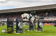 10 August 2018; Cameron Hanley of Ireland competing on Quirex during the Longines FEI Jumping Nations Cup of Ireland during the StenaLine Dublin Horse Show at the RDS Arena in Dublin. Photo by Matt Browne/Sportsfile