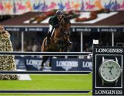 10 August 2018; Paul O'Shea of Ireland competing on Skara Glen's Machu Picchu during the Longines FEI Jumping Nations Cup of Ireland during the StenaLine Dublin Horse Show at the RDS Arena in Dublin. Photo by Harry Murphy/Sportsfile