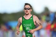 10 August 2018; Darren Dunne of Ireland on his way to finishing the Men's Triathlon during day nine of the 2018 European Championships at Strathclyde Country Park in Glasgow, Scotland. Photo by David Fitzgerald/Sportsfile