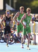 10 August 2018; Russell White, right, and Benjamin Shaw of Ireland competing in the Men's Triathlon during day nine of the 2018 European Championships at Strathclyde Country Park in Glasgow, Scotland. Photo by David Fitzgerald/Sportsfile