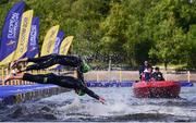 10 August 2018; Competitors dive into the water in the Men's Triathlon during day nine of the 2018 European Championships at Strathclyde Country Park in Glasgow, Scotland. Photo by David Fitzgerald/Sportsfile