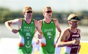 10 August 2018; Russell White, left, and Benjamin Shaw of Ireland competing in the Men's Triathlon during day nine of the 2018 European Championships at Strathclyde Country Park in Glasgow, Scotland. Photo by David Fitzgerald/Sportsfile