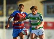 10 August 2018; William Hondermarck of Drogheda United in action against Sam Bone of Shamrock Rovers during the Irish Daily Mail FAI Cup First Round match between Drogheda United v Shamrock Rovers at United Park, in Drogheda. Photo by Seb Daly/Sportsfile