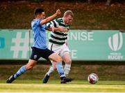 10 August 2018; Eoin Hanrahan of Pike Rovers in action against Daniel Tobin of UCD during the Irish Daily Mail FAI Cup First Round match between UCD and Pike Rovers at The UCD Bowl, in Dublin. Photo by Eoin Smith/Sportsfile