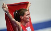 10 August 2018; Léa Sprunger of Switzerland celebrates winning a gold medal in the Women's 400m Hurdles during Day 4 of the 2018 European Athletics Championships at The Olympic Stadium in Berlin, Germany. Photo by Sam Barnes/Sportsfile