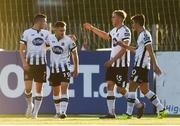 10 August 2018; Dundalk players, from left, Michael Duffy, Ronan Murray, Georgie Kelly and Jamie McGrath of Dundalk celebrate their side's first goal scored by Ronan Murray during the Irish Daily Mail FAI Cup First Round match between Dundalk and Cobh Ramblers at Oriel Park, in Dundalk. Photo by Ben McShane/Sportsfile
