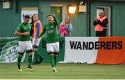 10 August 2018; Ger Pender of Bray Wanderers celebrates scoring his side's first goal alongside team-mate Sean Harding, left, during the Irish Daily Mail FAI Cup First Round match between Bray Wanderers and Finn Harps at the Carlisle Grounds in Bray, Wicklow. Photo by Piaras Ó Mídheach/Sportsfile