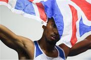10 August 2018; Matthew Hudson-Smith of Great Britain celebrates winning a gold medal in the Men's 400m during Day 4 of the 2018 European Athletics Championships at The Olympic Stadium in Berlin, Germany. Photo by Sam Barnes/Sportsfile