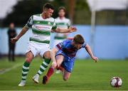 10 August 2018; Aaron Greene of Shamrock Rovers in action against Conor Kane of Drogheda United during the Irish Daily Mail FAI Cup First Round match between Drogheda United v Shamrock Rovers at United Park, in Drogheda. Photo by Seb Daly/Sportsfile