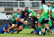 10 August 2018; Joe Tomane of Leinster is tackled by Jacques Engelbrecht, left, and Elvis Tekassala, right, of Montauban during the Pre-Season Friendly match between Montauban and Leinster at Stade Sapiac, in Montauban, France. Photo by Manuel Blondeau/Sportsfile