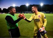 10 August 2018; St Patrick's Athletic goalkeeper Brendan Clarke with Inchicore Athletic replacement goalkeeper Sean Berry following the Irish Daily Mail FAI Cup First Round match between Inchicore Athletic and St Patrick's Athletic at Richmond Park in Inchicore, Dublin. Photo by Stephen McCarthy/Sportsfile