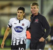 10 August 2018; Dundalk manager Stephen Kenny, right, and goalscorer Jamie McGrath of Dundalk after their victory following the Irish Daily Mail FAI Cup First Round match between Dundalk and Cobh Ramblers at Oriel Park, in Dundalk. Photo by Ben McShane/Sportsfile