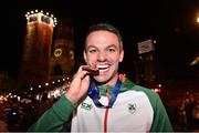 10 August 2018; Thomas Barr of Ireland with his bronze medal after finishing third in the Men's 400m hurdles Final during Day 4 of the 2018 European Athletics Championships in Berlin, Germany. Photo by Sam Barnes/Sportsfile