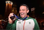 10 August 2018; Thomas Barr of Ireland with his bronze medal after finishing third in the Men's 400m hurdles Final during Day 4 of the 2018 European Athletics Championships in Berlin, Germany. Photo by Sam Barnes/Sportsfile