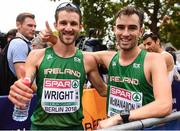 11 August 2018; Alex Wright, left, and Cian McManamon of Ireland after competing in the Men's 20km Walk event during Day 5 of the 2018 European Athletics Championships in Berlin, Germany. Photo by Sam Barnes/Sportsfile