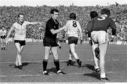 18 September 1983; Dublin's Barney Rock issues instructions as referee John Goguh, Antrim, comes between Jim Roynan, 8, and Galway's Richie Lee and Stephen Kinneavy. All-Ireland Senior Football Championship Final, Dublin v Galway, Croke Park, Dublin. Photo by Ray McManus/Sportsfile