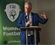 11 August 2018; FAI CEO John Delaney speaking during the FAI Women’s Football Convention at Rochestown Park Hotel in Douglas, Cork. Photo by Matt Browne/Sportsfile