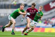 11 August 2018; Tony Gill of Galway in action against Mathew Costello, left, and Conor Harford of Meath during the Electric Ireland GAA Football All-Ireland Minor Championship semi-final match between Galway and Meath at Croke Park in Dublin. Photo by Brendan Moran/Sportsfile