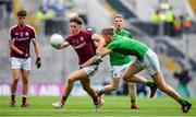 11 August 2018; Tony Gill of Galway is tackled by Cian McBride of Meath during the Electric Ireland GAA Football All-Ireland Minor Championship semi-final match between Galway and Meath at Croke Park in Dublin. Photo by Brendan Moran/Sportsfile