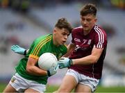 11 August 2018; Luke Kelly of Meath goes past the Galway full back Seán Black on his way to score is side's second goal, in the 28th minute, during the Electric Ireland GAA Football All-Ireland Minor Championship semi-final match between Galway and Meath at Croke Park in Dublin. Photo by Ray McManus/Sportsfile