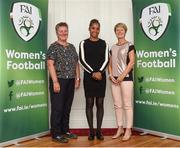 11 August 2018; Former French international Laura Georges with, from left, Niamh O’Donoghue FAI Board Member and FAI Head of Women's Football Sue Ronan during the FAI Women’s Football Convention at Rochestown Park Hotel in Douglas, Cork. Photo by Matt Browne/Sportsfile