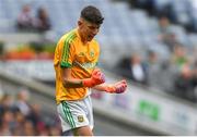 11 August 2018; Meath goalkeeper Seán Brennan celebrates his side's second goal, scored by team mate Luke Kelly, during the Electric Ireland GAA Football All-Ireland Minor Championship semi-final match between Galway and Meath at Croke Park in Dublin. Photo by Piaras Ó Mídheach/Sportsfile