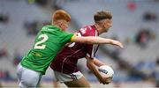 11 August 2018; Matthew Cooley of Galway in action against James O'Hare of Meath during the Electric Ireland GAA Football All-Ireland Minor Championship semi-final match between Galway and Meath at Croke Park in Dublin. Photo by Ray McManus/Sportsfile