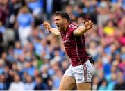 11 August 2018; Damien Comer of Galway celebrates scoring his side's first goal during the GAA Football All-Ireland Senior Championship semi-final match between Dublin and Galway at Croke Park in Dublin. Photo by Brendan Moran/Sportsfile