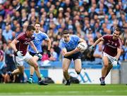 11 August 2018; Brian Fenton of Dublin in action against Gareth Bradshaw, left, and Cathal Sweeney of Galway during the GAA Football All-Ireland Senior Championship semi-final match between Dublin and Galway at Croke Park in Dublin. Photo by Ray McManus/Sportsfile