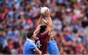 11 August 2018; Damien Comer of Galway in action against Michael Fitzsimons, right, and Philly McMahon of Dublin during the GAA Football All-Ireland Senior Championship semi-final match between Dublin and Galway at Croke Park in Dublin. Photo by Stephen McCarthy/Sportsfile