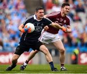 11 August 2018; Dublin goalkeeper Stephen Cluxton in action against Ian Burke of Galway during the GAA Football All-Ireland Senior Championship semi-final match between Dublin and Galway at Croke Park in Dublin. Photo by Stephen McCarthy/Sportsfile