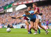 11 August 2018; Dean Rock of Dublin in action against Cathal Sweeney, left, and Eoghan Kerin of Galway during the GAA Football All-Ireland Senior Championship semi-final match between Dublin and Galway at Croke Park in Dublin.  Photo by Seb Daly/Sportsfile