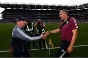 11 August 2018; Dublin manager Jim Gavin and Galway manager Kevin Walsh following the GAA Football All-Ireland Senior Championship semi-final match between Dublin and Galway at Croke Park in Dublin. Photo by Stephen McCarthy/Sportsfile