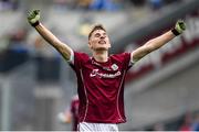 11 August 2018; Éanna McCormack of Galway celebrates at the final whistle of the Electric Ireland GAA Football All-Ireland Minor Championship semi-final match between Galway and Meath at Croke Park in Dublin. Photo by Brendan Moran/Sportsfile