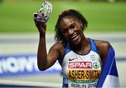 11 August 2018; Dina Asher-Smith of Great Britain after winning the Women's 200m Final during Day 5 of the 2018 European Athletics Championships at The Olympic Stadium in Berlin, Germany. Photo by Sam Barnes/Sportsfile