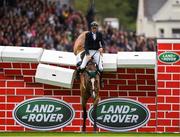11 August 2018; Padraic Judge of Ireland competing on CITI Business during the Land Rover Puissance during the StenaLine Dublin Horse Show at the RDS Arena in Dublin. Photo by Harry Murphy/Sportsfile