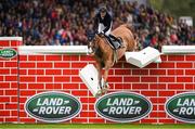 11 August 2018; Pedro Junqueira Muylaert of Brazil competing on Chacote during the Land Rover Puissance during the StenaLine Dublin Horse Show at the RDS Arena in Dublin. Photo by Harry Murphy/Sportsfile