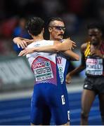11 August 2018; Jakob, left, and Henrik Ingebrigtsen of Norway celebrate finishing first and second respectively in the Men's 5000m Final during Day 5 of the 2018 European Athletics Championships at The Olympic Stadium in Berlin, Germany. Photo by Sam Barnes/Sportsfile