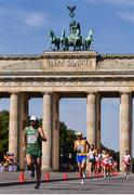 12 August 2018; Mick Clohisey of Ireland, left, passes the Brandenburg Gate while competing in the Men's Marathon event during Day 6 of the 2018 European Athletics Championships in Berlin, Germany. Photo by Sam Barnes/Sportsfile