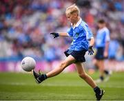 11 August 2018; Liam Barry, St Colmcilles BNS, Kells, Meath, representing Dublin, during the INTO Cumann na mBunscol GAA Respect Exhibition Go Games at the GAA Football All-Ireland Senior Championship Semi Final match between Dublin and Galway at Croke Park in Dublin. Photo by Stephen McCarthy/Sportsfile