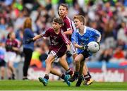 11 August 2018; Turlough Muldoon, Roan St Patrick’s PS Eglish, Tyrone, representing Dublin, in action against David Duffy, St.  Mary’s NS Glaslough, Monaghan, representing Galway, during the INTO Cumann na mBunscol GAA Respect Exhibition Go Games at the GAA Football All-Ireland Senior Championship Semi Final match between Dublin and Galway at Croke Park in Dublin.  Photo by Brendan Moran/Sportsfile