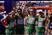 12 August 2018; Irish athletes, from left, Sergiu Ciobanu, Mick Clohisey, Sean Hehir and Kevin Seaward after competing in the Men's Marathon event during Day 6 of the 2018 European Athletics Championships in Berlin, Germany. Photo by Sam Barnes/Sportsfile