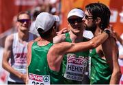 12 August 2018; Ireland athletes, from left, Kevin Seaward, Sean Hehir and Mick Clohisey after competing in the Men's Marathon event during Day 6 of the 2018 European Athletics Championships in Berlin, Germany. Photo by Sam Barnes/Sportsfile