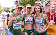 12 August 2018; Ireland athletes, from left, Breege Connolly, Lizzie Lee and Gladys Ganiel O'Neill  after competing in the Women's Marathon event during Day 6 of the 2018 European Athletics Championships in Berlin, Germany. Photo by Sam Barnes/Sportsfile