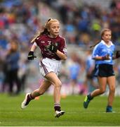 11 August 2018; Lucy Shanahan, Clohanes NS, Clohanes, Clare, representing Galway, during the INTO Cumann na mBunscol GAA Respect Exhibition Go Games at the GAA Football All-Ireland Senior Championship Semi Final match between Dublin and Galway at Croke Park in Dublin. Photo by Ray McManus/Sportsfile
