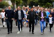 12 August 2018; The Sunday Game panel, from left, Ciaran Whelan, Michael Murphy, Des Cahill and Colm Cooper arrive prior the GAA Football All-Ireland Senior Championship semi-final match between Monaghan and Tyrone at Croke Park in Dublin. Photo by Stephen McCarthy/Sportsfile