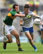 12 August 2018; Jason Irwin of Monaghan in action against Dan Murphy of Kerry during the Electric Ireland GAA Football All-Ireland Minor Championship semi-final match between Kerry and Monaghan at Croke Park in Dublin. Photo by Brendan Moran/Sportsfile